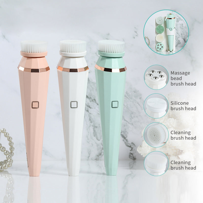 4-in-1 Electric Facial Cleansing Brush – USB Rechargeable & Deep Cleaning