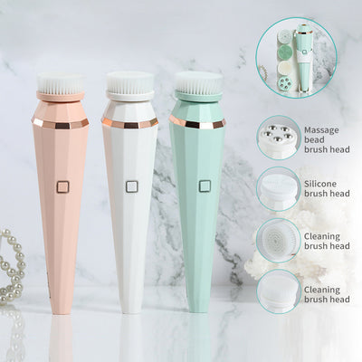 4-in-1 Electric Facial Cleansing Brush – USB Rechargeable & Deep Cleaning
