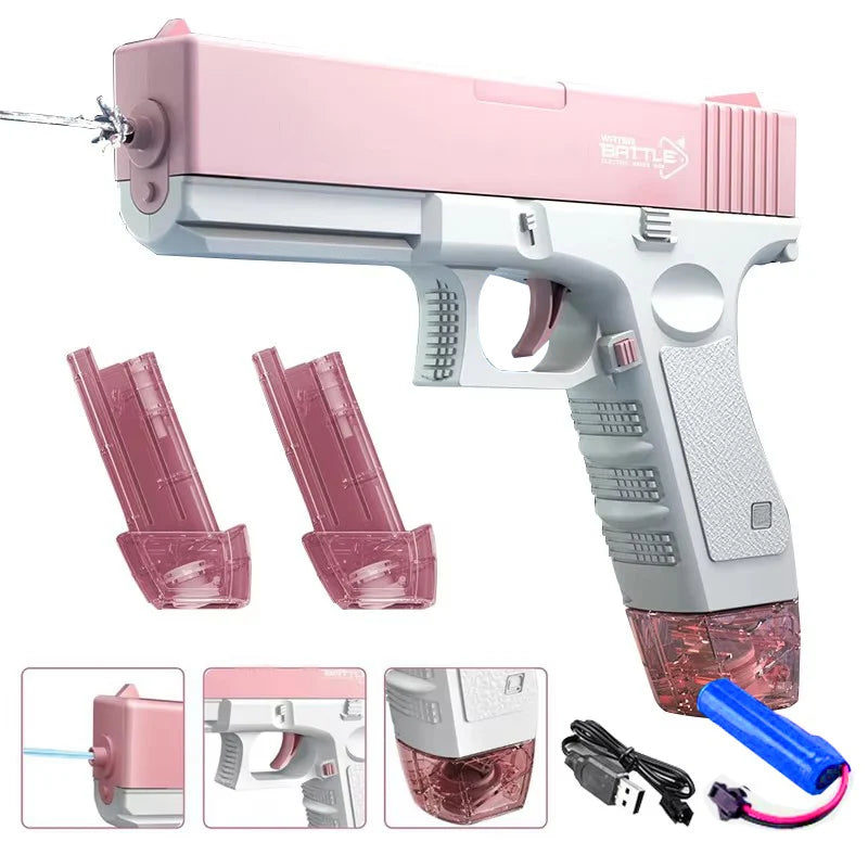 Electric Water Gun Toy - Portable Automatic Burst Water Blaster for Kids, Rechargeable Outdoor Water Toy