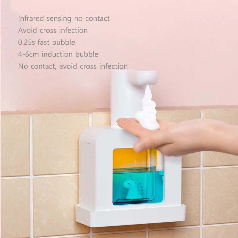 Cute Pet Automatic Foam Soap Dispenser - Wall-Mounted/Countertop, Touchless, USB, 400 ML