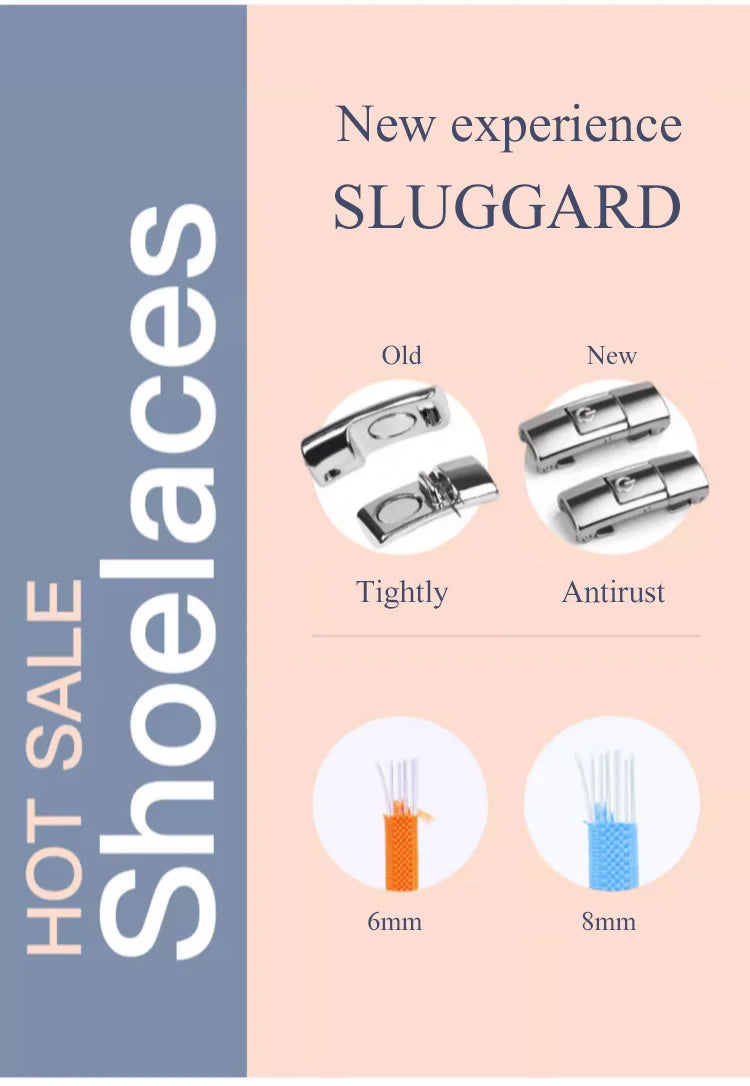 8mm No-Tie Elastic Shoelaces - Press-Lock, Flat Widened Laces for Kids & Adults, Fits All Sneakers