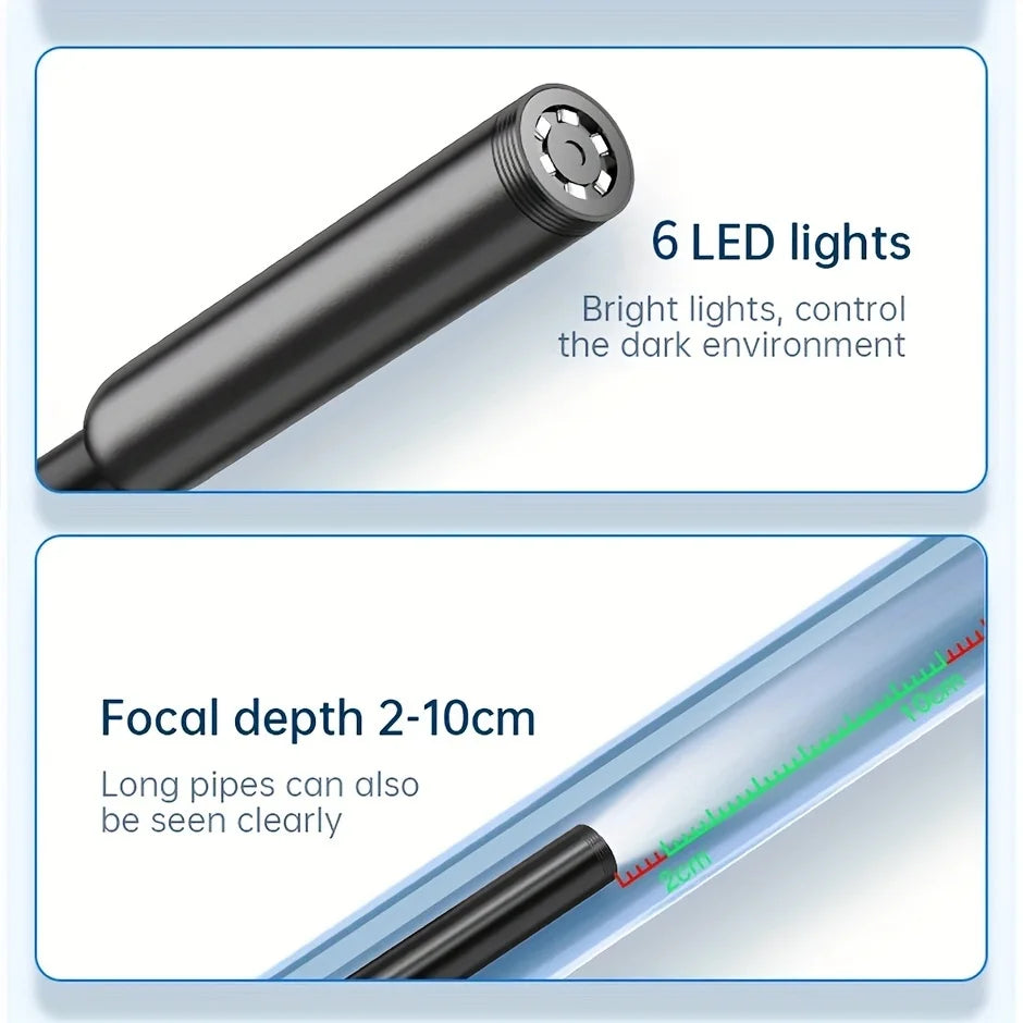 USB Endoscope for Android - 5.5mm OTG Borescope Inspection Camera, IP67 Waterproof, 6 LED Lights, Type-C Compatible