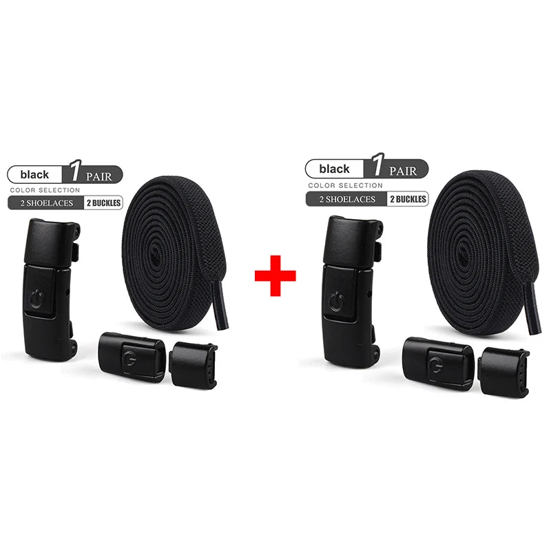 8mm No-Tie Elastic Shoelaces - Press-Lock, Flat Widened Laces for Kids & Adults, Fits All Sneakers