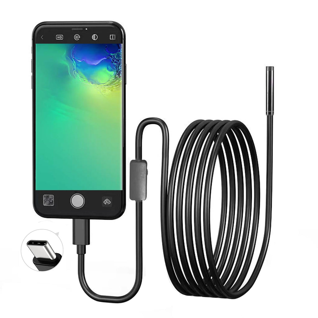 USB Endoscope for Android - 5.5mm OTG Borescope Inspection Camera, IP67 Waterproof, 6 LED Lights, Type-C Compatible