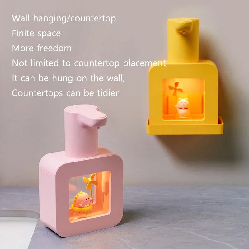 Cute Pet Automatic Foam Soap Dispenser - Wall-Mounted/Countertop, Touchless, USB, 400 ML