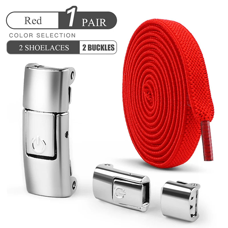 8mm No-Tie Elastic Shoelaces - Press-Lock, Flat Widened Laces for Kids & Adults, Fits All Sneakers