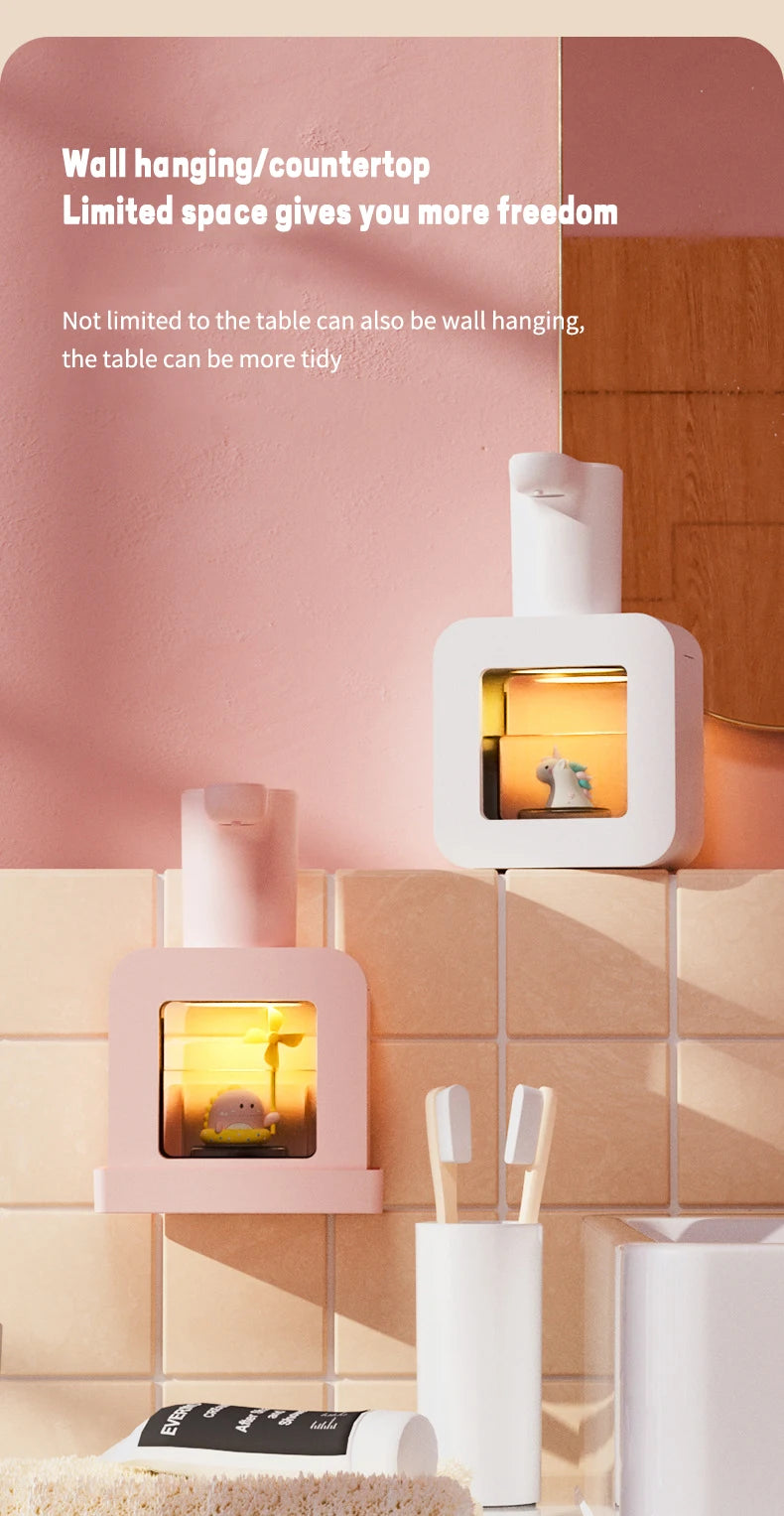 Cute Pet Automatic Foam Soap Dispenser - Wall-Mounted/Countertop, Touchless, USB, 400 ML