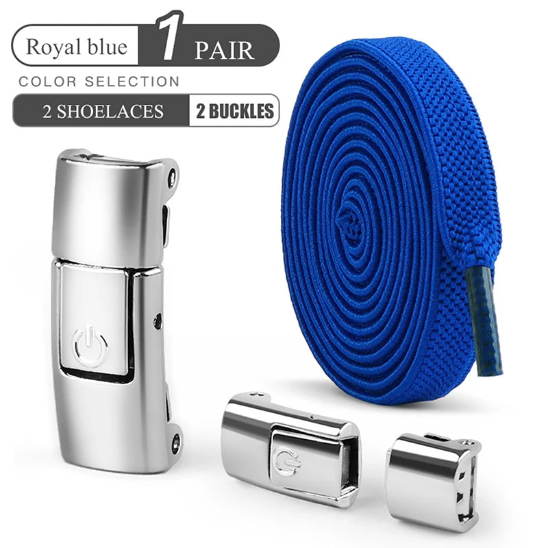 8mm No-Tie Elastic Shoelaces - Press-Lock, Flat Widened Laces for Kids & Adults, Fits All Sneakers