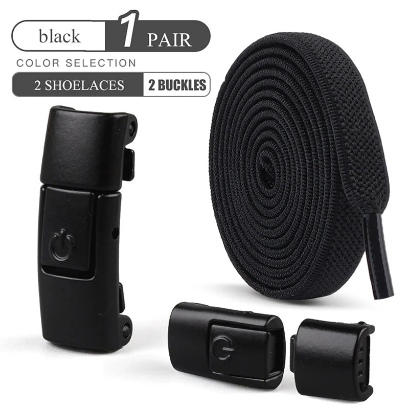 8mm No-Tie Elastic Shoelaces - Press-Lock, Flat Widened Laces for Kids & Adults, Fits All Sneakers