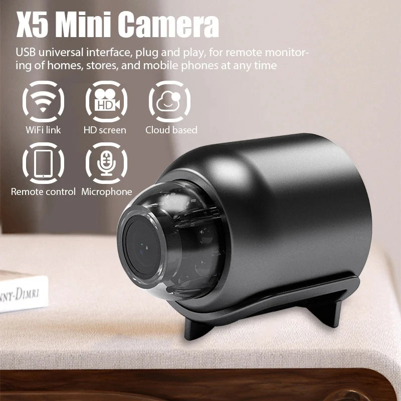 1080P HD Mini WiFi Camera - Wireless Night Vision, Motion Detection, Remote Home & Pet Monitoring
