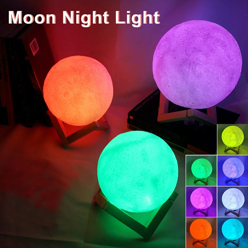 3D Moon Lamp Galaxy Edition - Touch/Remote LED Night Light - Bedroom Decor & Gift for Kids