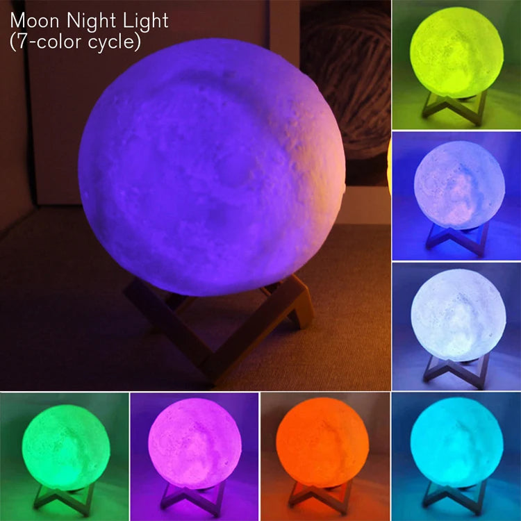 3D Moon Lamp Galaxy Edition - Touch/Remote LED Night Light - Bedroom Decor & Gift for Kids