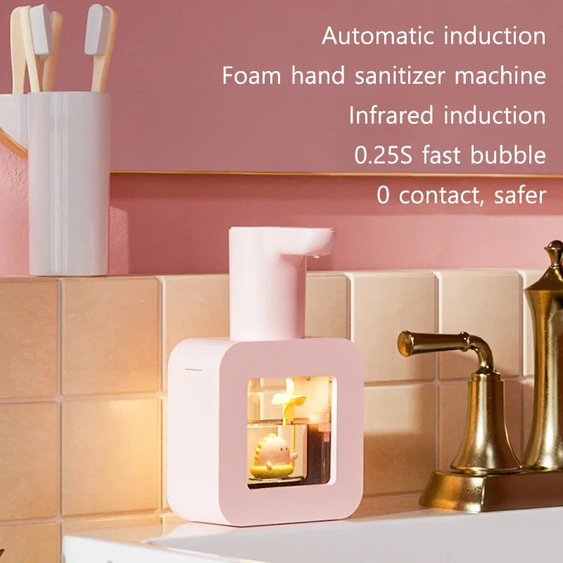 Cute Pet Automatic Foam Soap Dispenser - Wall-Mounted/Countertop, Touchless, USB, 400 ML