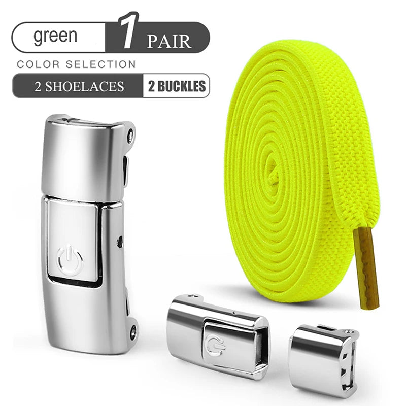 8mm No-Tie Elastic Shoelaces - Press-Lock, Flat Widened Laces for Kids & Adults, Fits All Sneakers