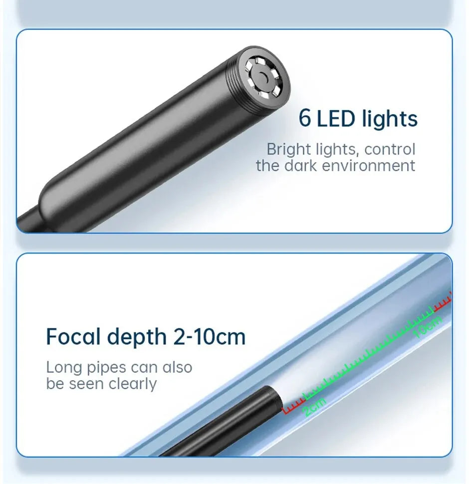 USB Endoscope for Android - 5.5mm OTG Borescope Inspection Camera, IP67 Waterproof, 6 LED Lights, Type-C Compatible