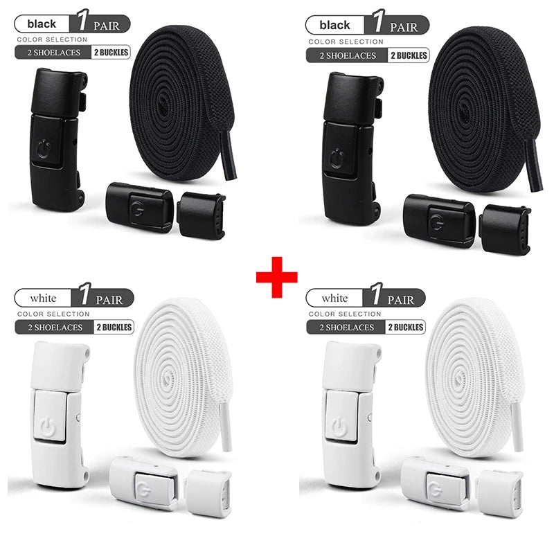 8mm No-Tie Elastic Shoelaces - Press-Lock, Flat Widened Laces for Kids & Adults, Fits All Sneakers