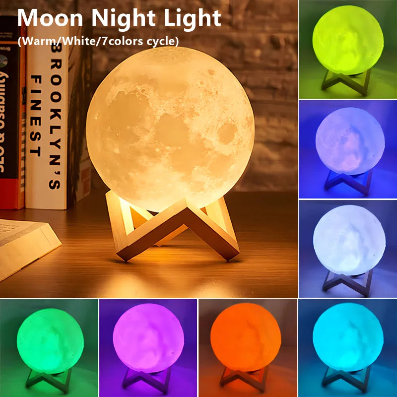 3D Moon Lamp Galaxy Edition - Touch/Remote LED Night Light - Bedroom Decor & Gift for Kids