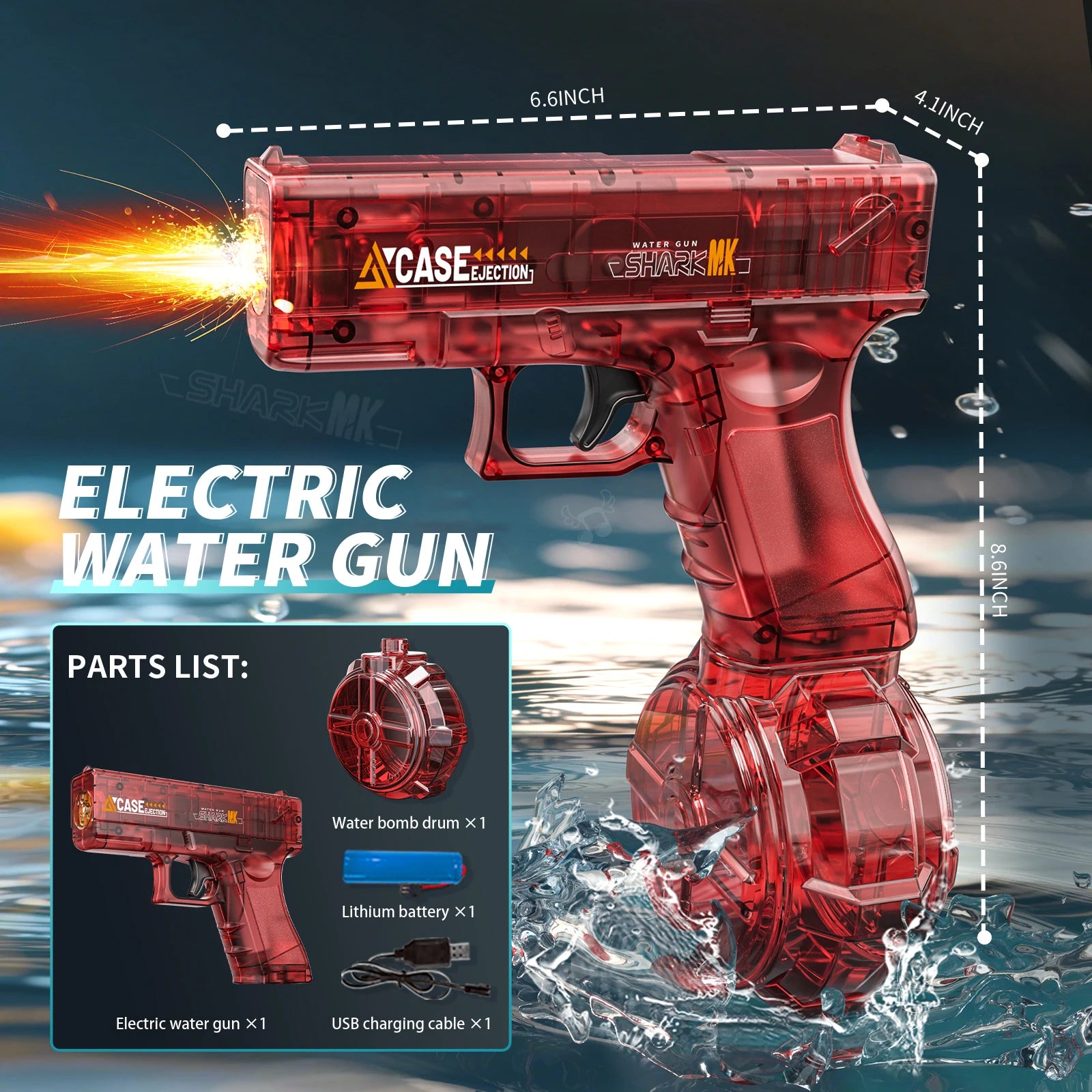 Electric Water Gun Toy - Portable Automatic Burst Water Blaster for Kids, Rechargeable Outdoor Water Toy